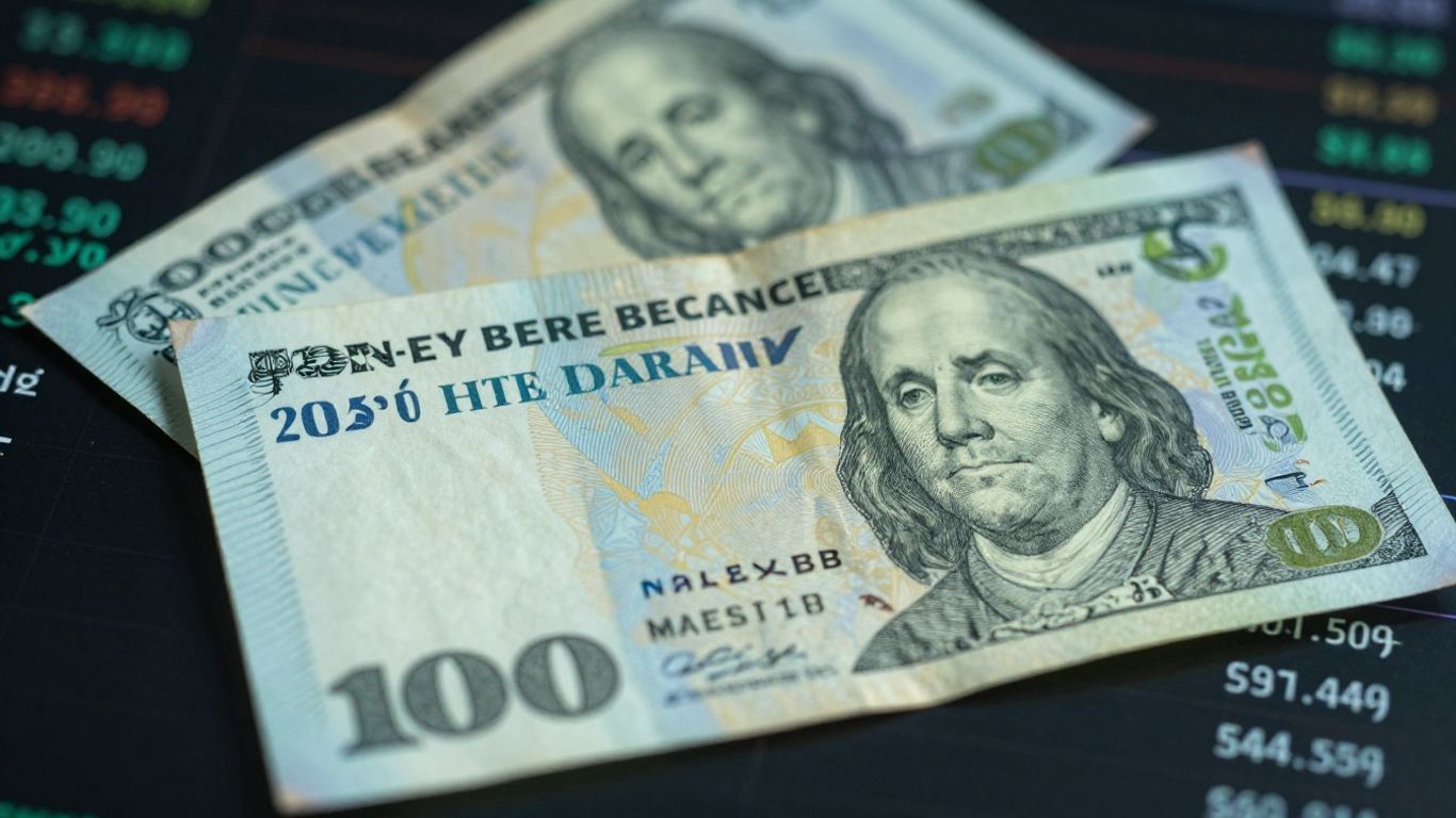 Forex trading concept with abstract global currency exchange.