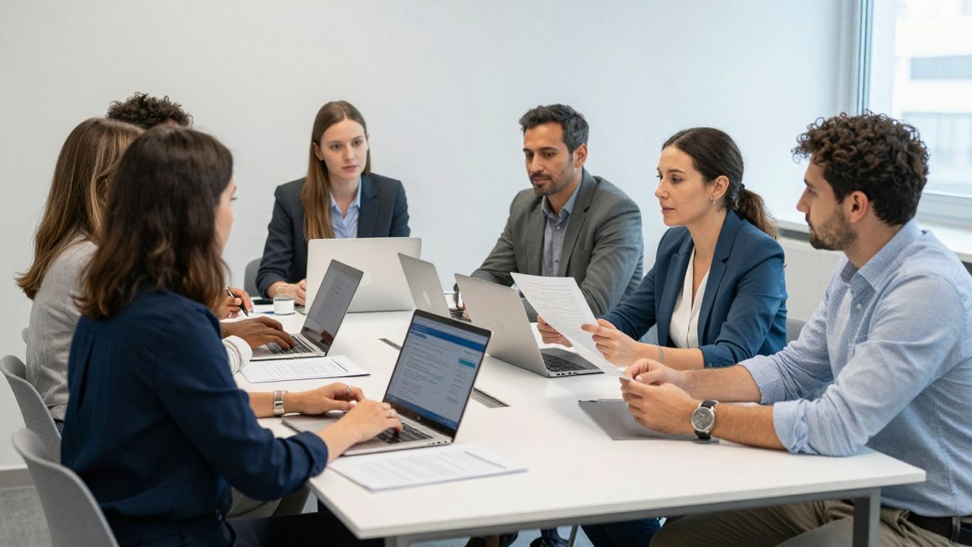 Menschen arbeiten flexibel in einem modernen Büro.
