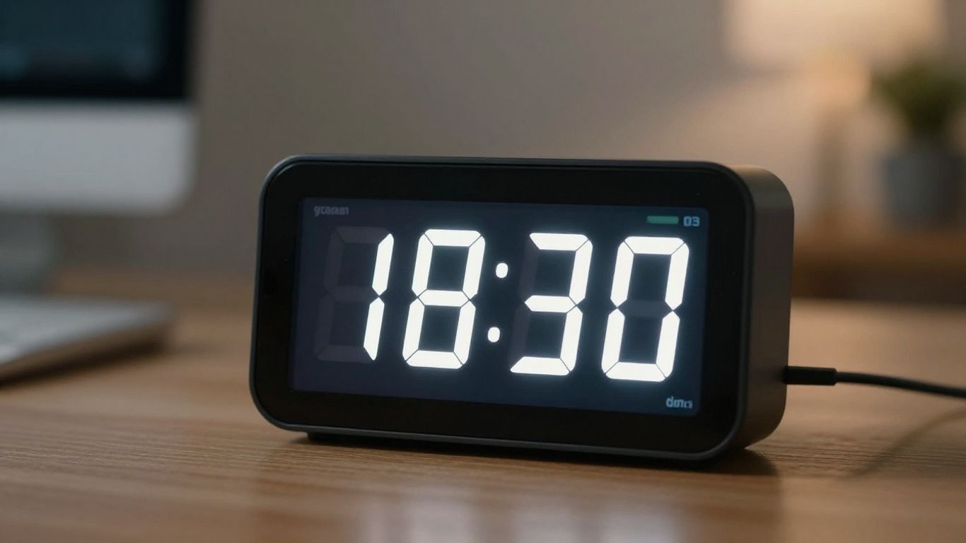 Digital focus timer on a desk.