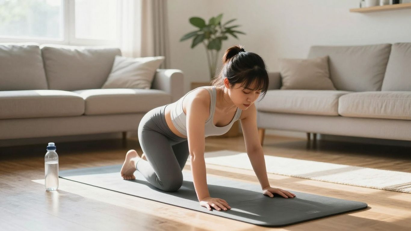 Beginner doing a full body workout at home.