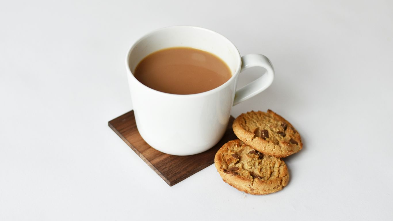 A warm cup of traditional pulled milk tea