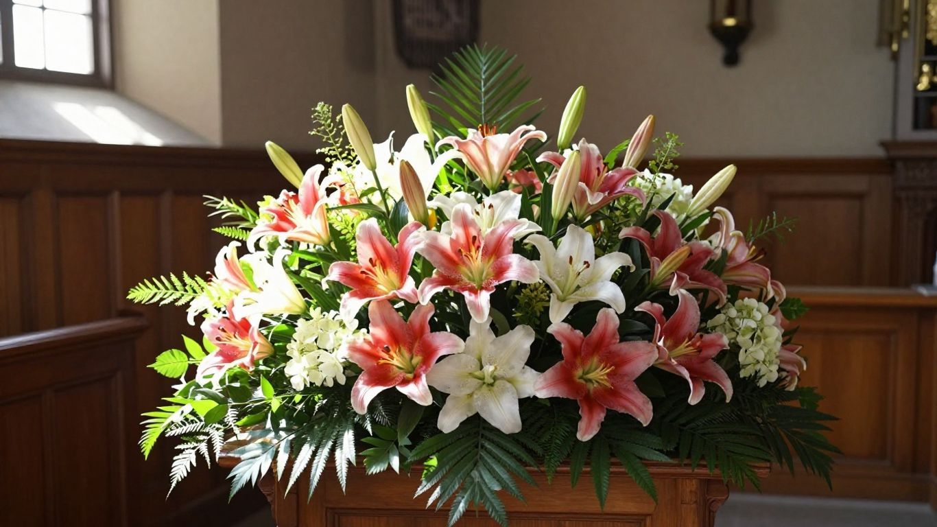 Floral arrangements at the altar