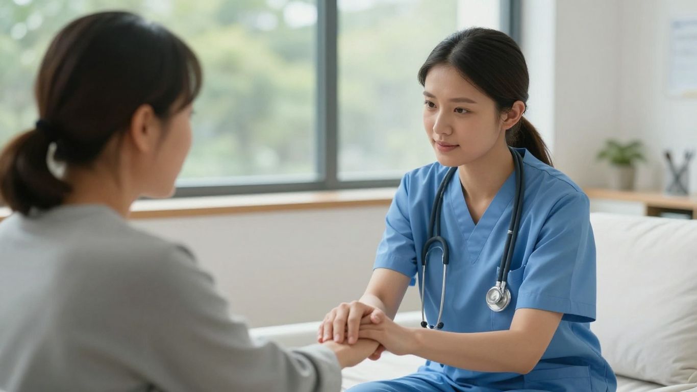 Mental health nurse providing care and support.