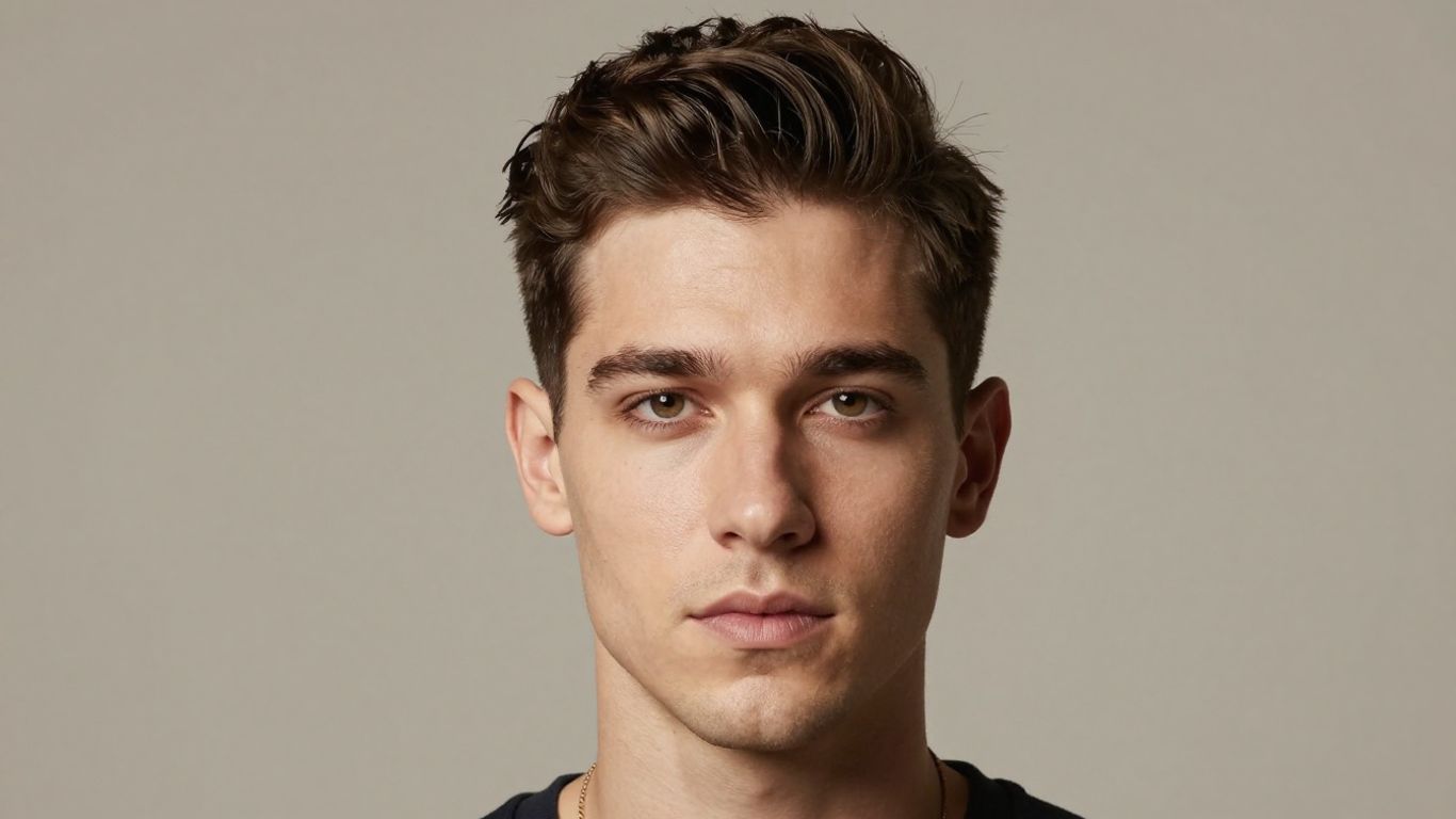 Man with oval face and crew cut hairstyle.