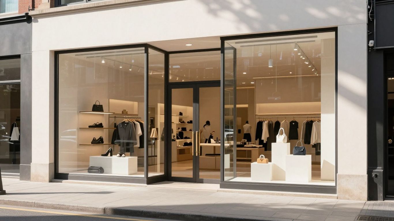 A clean office storefront window in sunlight