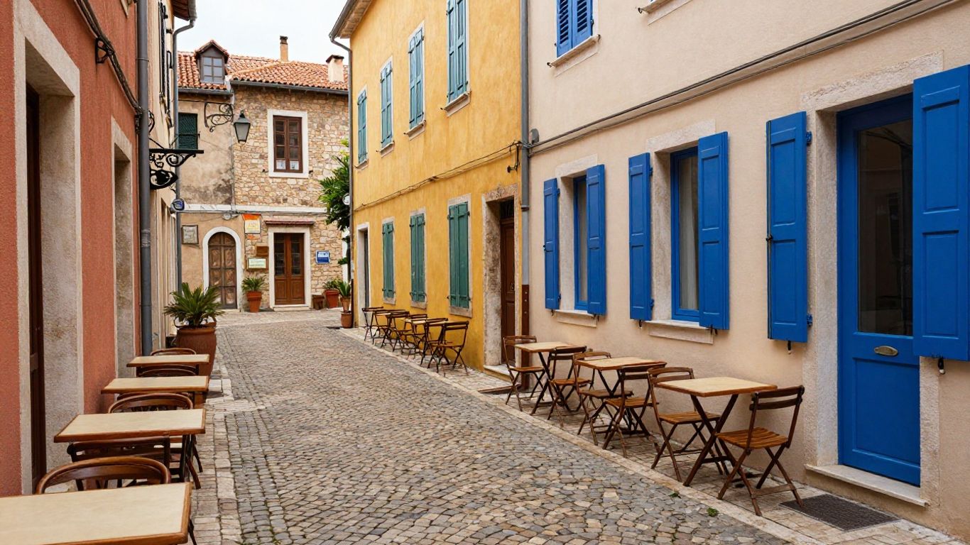 A sunny street scene in a remote work hub