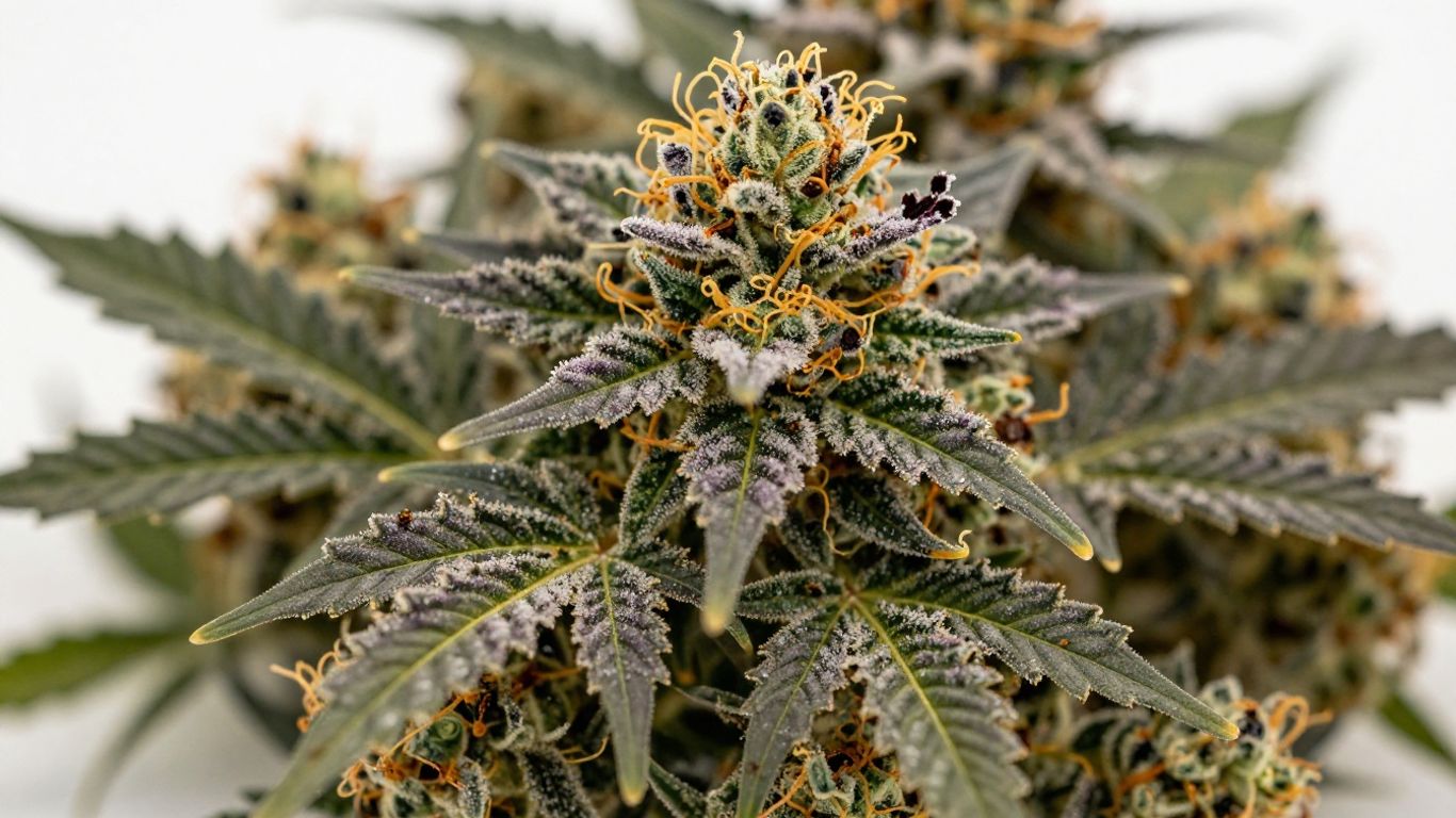 Gary Payton cannabis strain buds with green, purple, and orange.