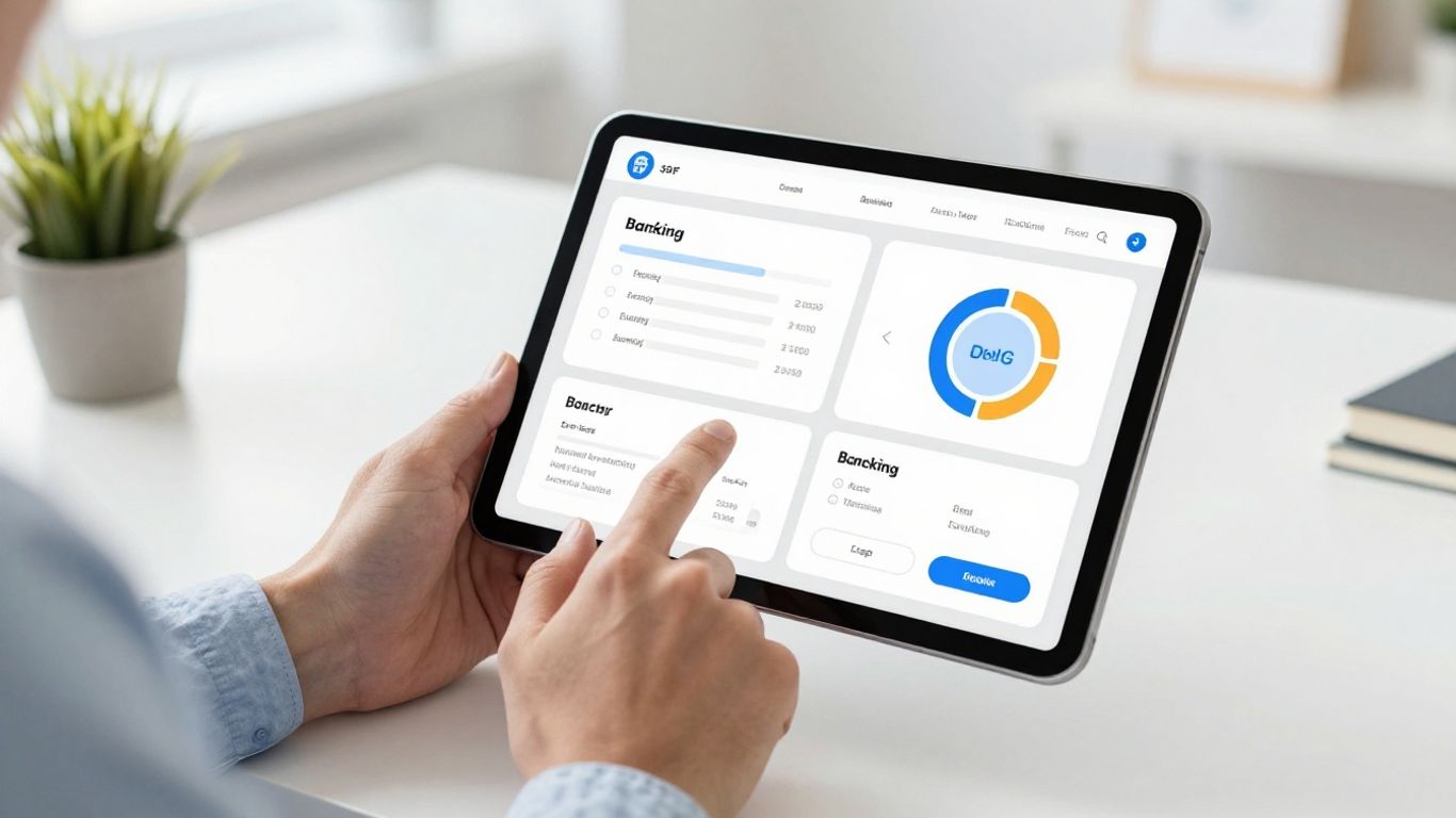Modern digital banking interface display