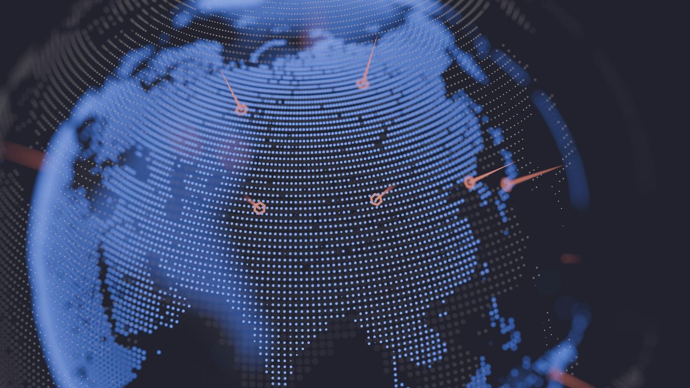 A close up of a blue and black globe