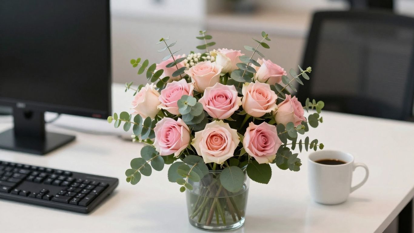 Floral arrangement on a wooden table