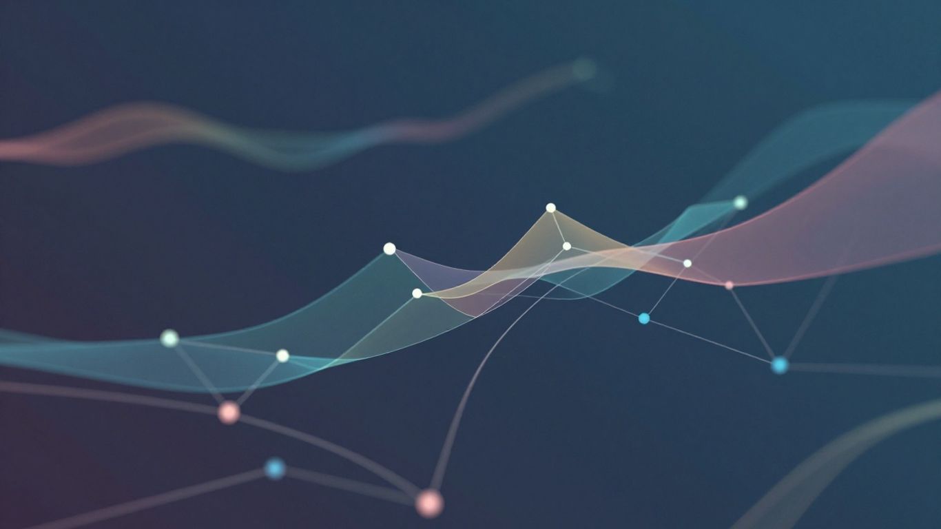 Evolving digital landscape with interconnected pathways.