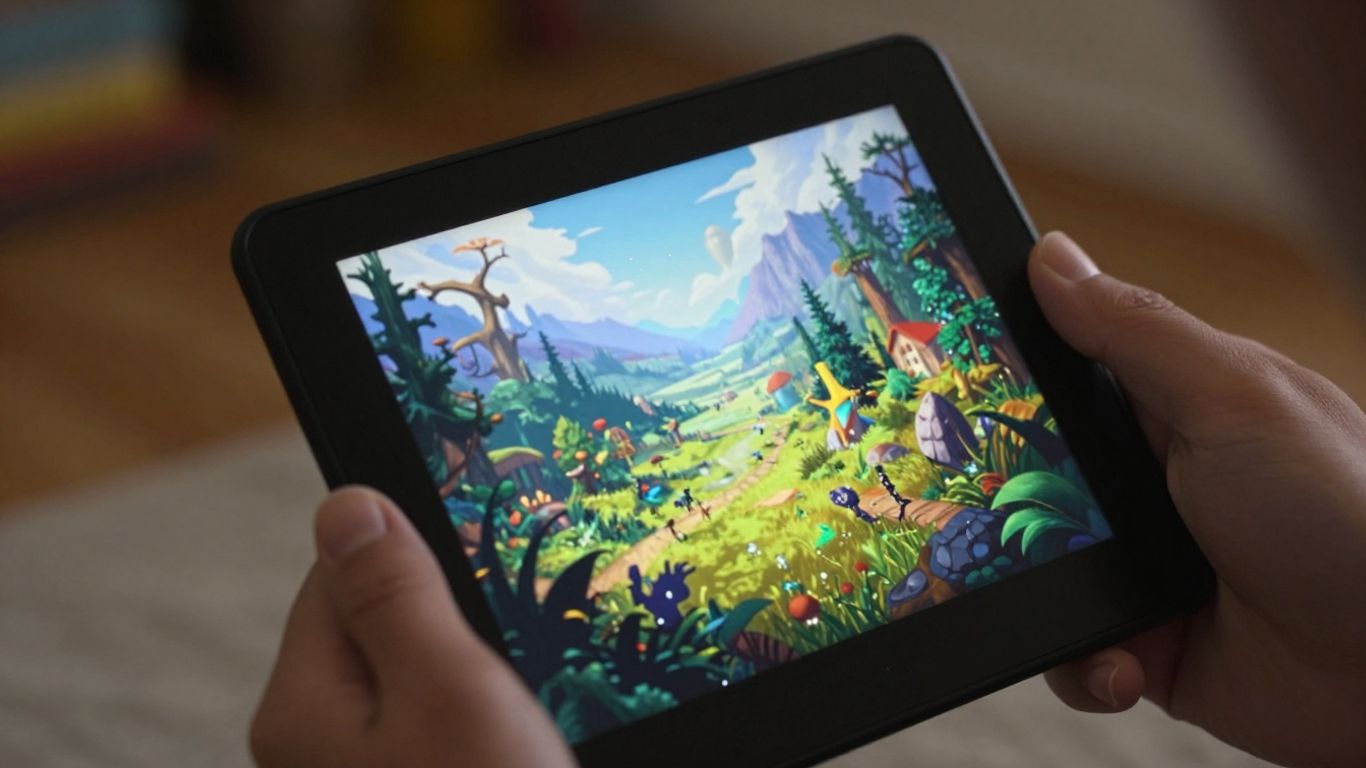 Ebook reader displaying a fantasy landscape.