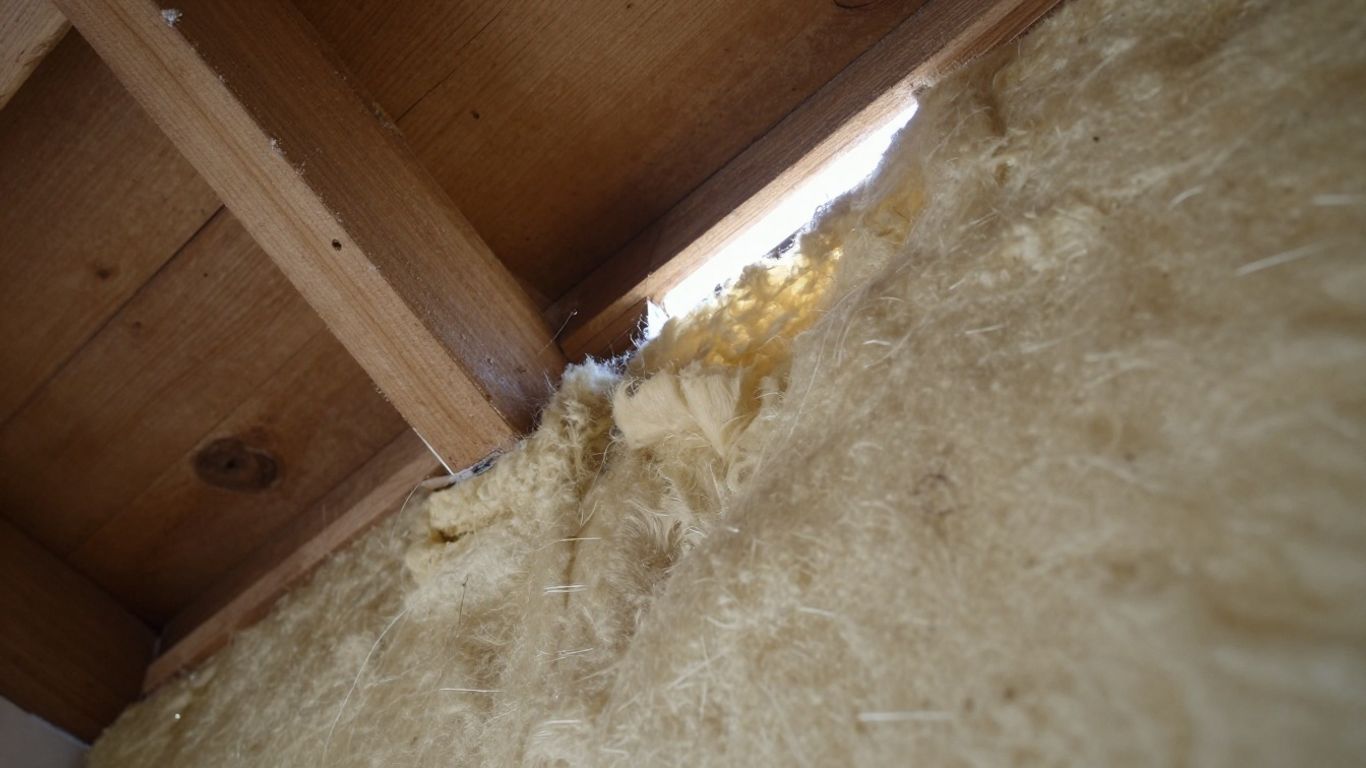 Isolation de toiture en cours d'installation dans une maison.