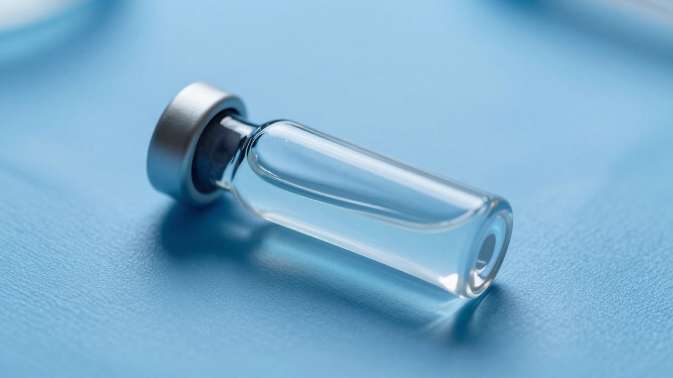 Medical vial with blue glow