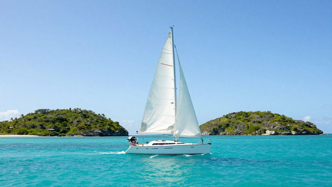 Sailboat on turquoise water in the Abacos