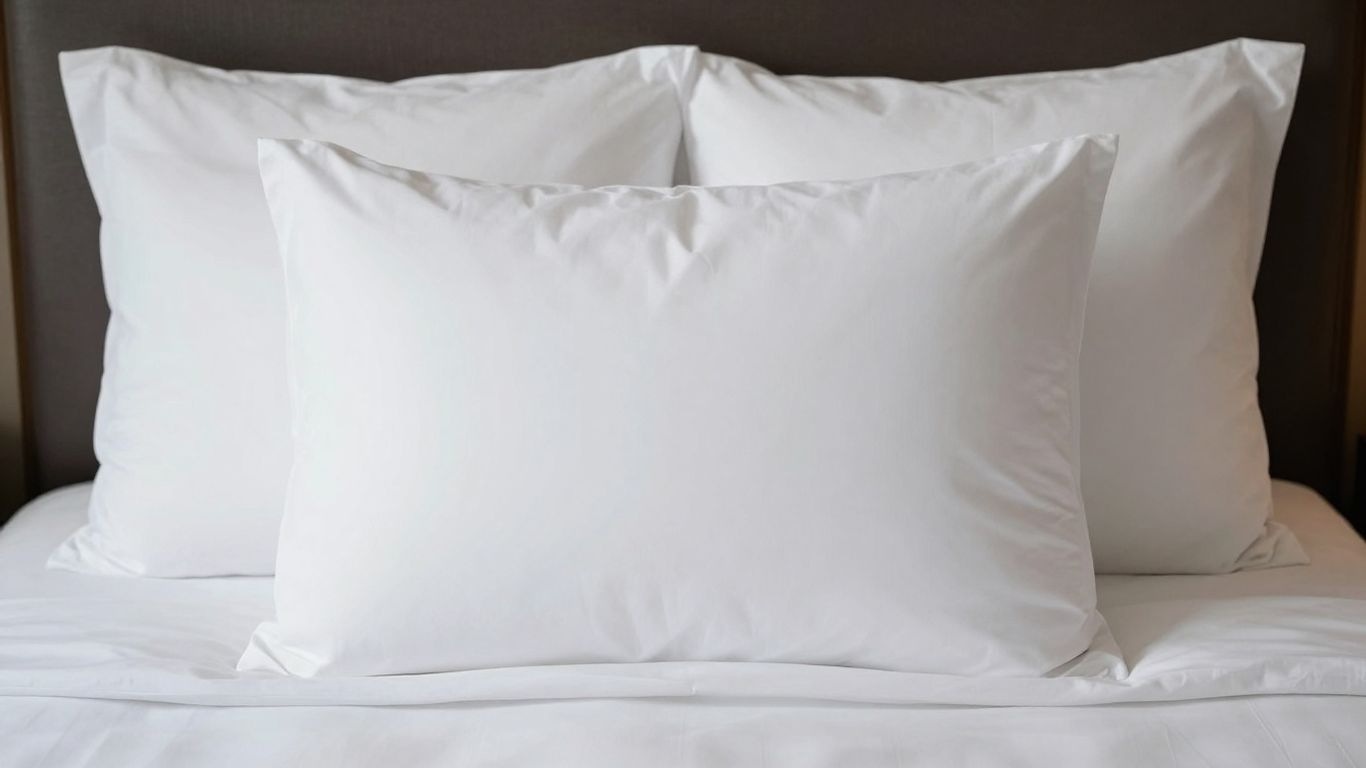 Plush Beckham Hotel Collection pillow on a neatly made bed.