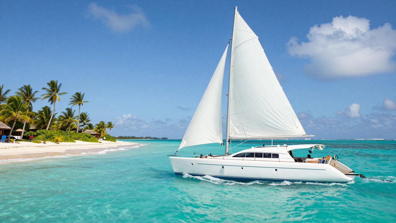 Catamaran sailing in the Caribbean Sea