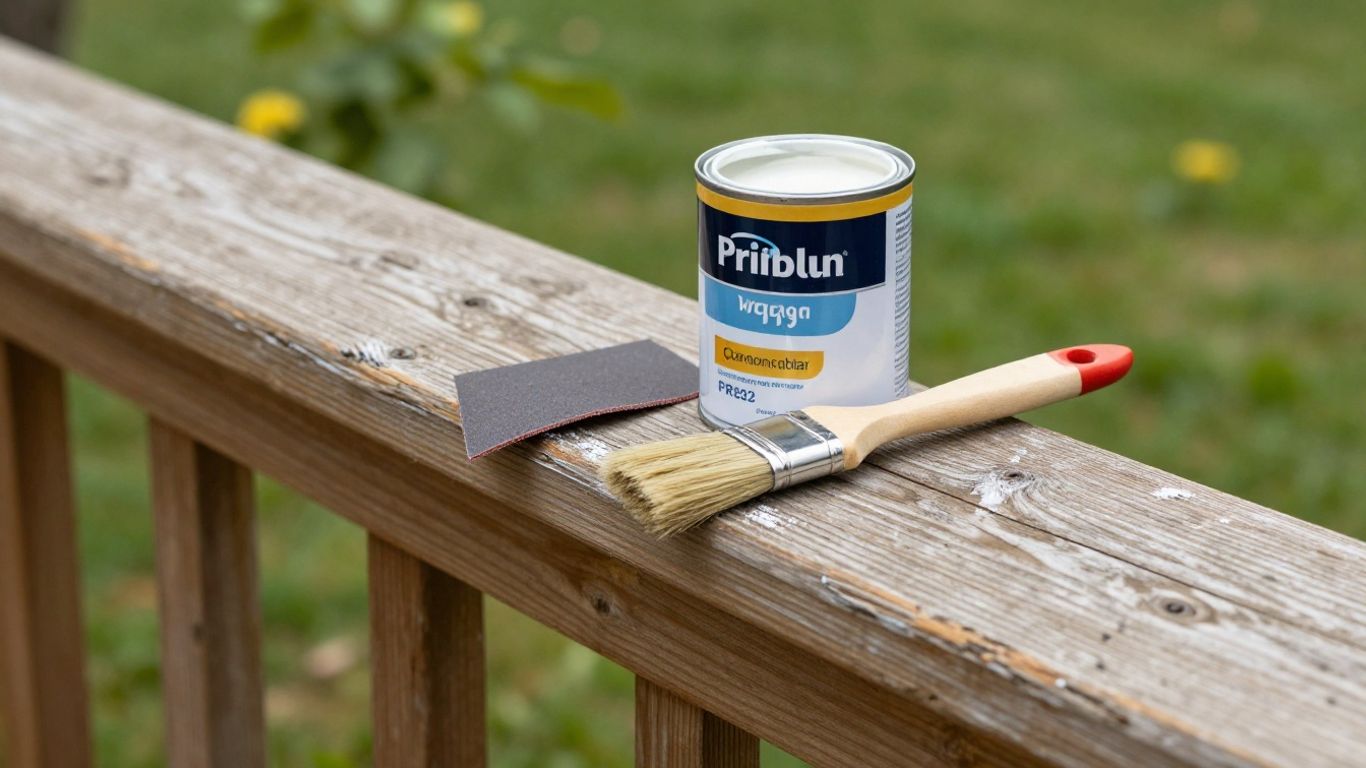 Painting exterior railing for summer enhancement.