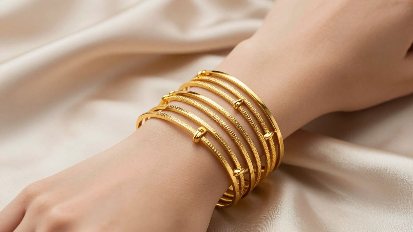 Layered minimalist gold bangles