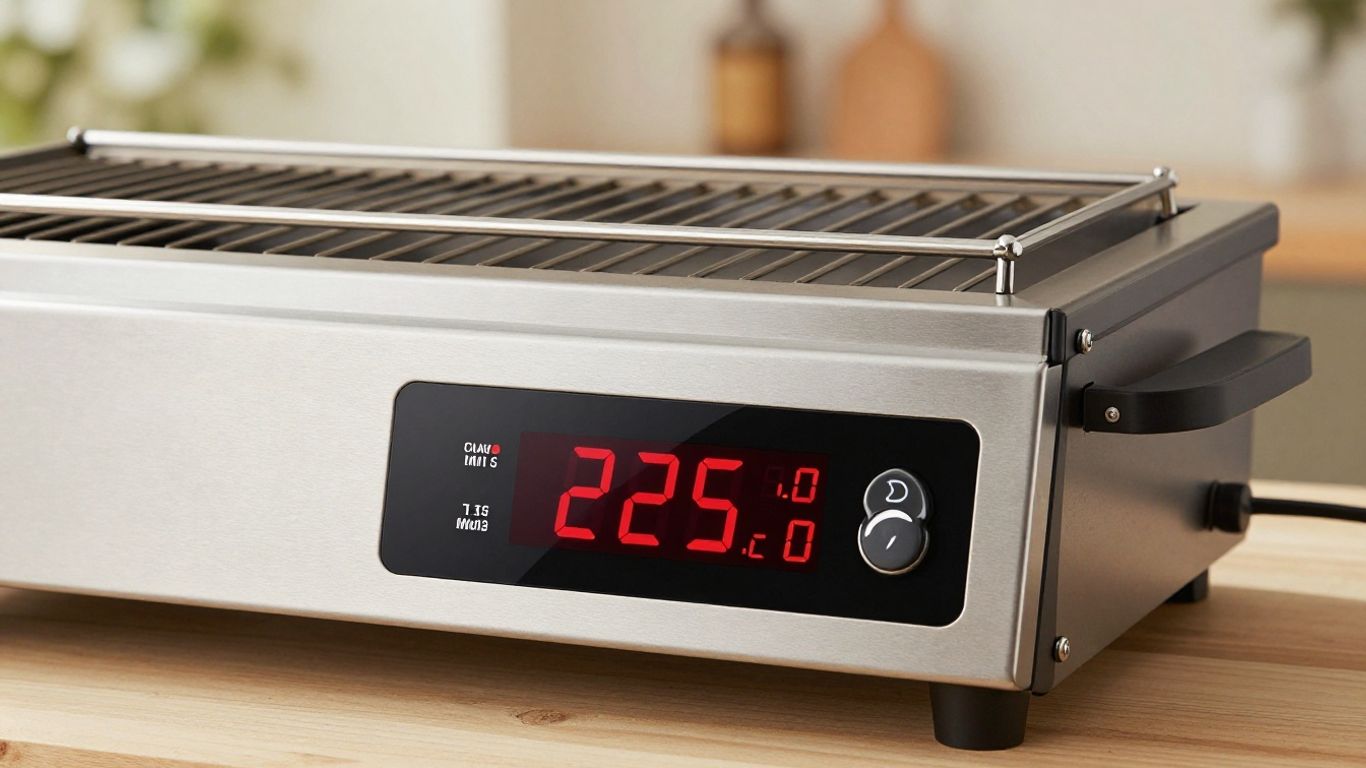 Digital temperature display on a pellet smoker