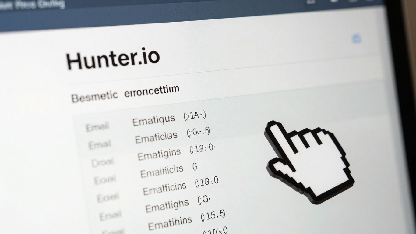 Hunter.io email prospecting tool interface on a laptop screen.