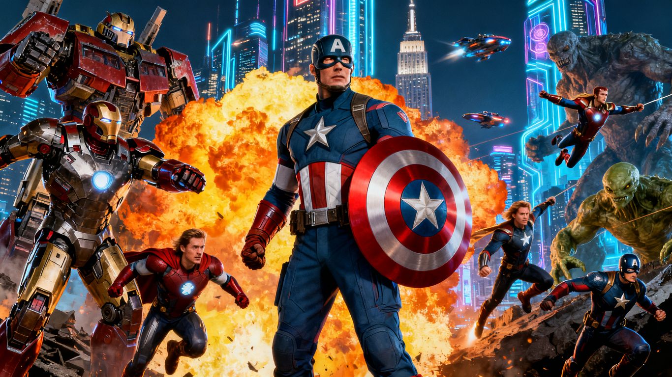Captain America and blockbuster sequel movie posters.