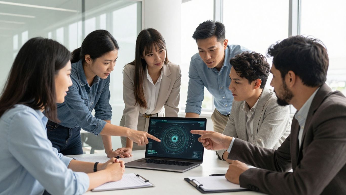 Team planning digital marketing strategy for business growth.