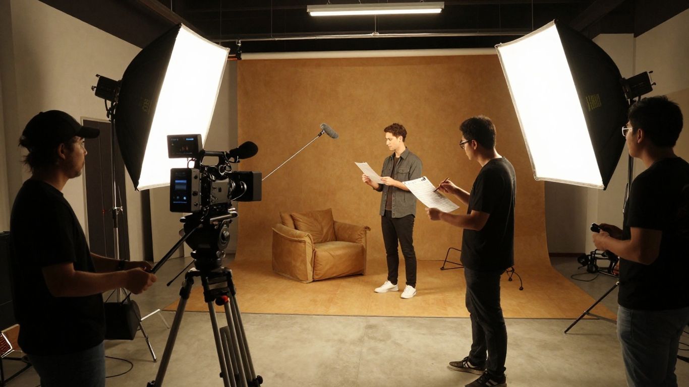 Production crew preparing a commercial shoot