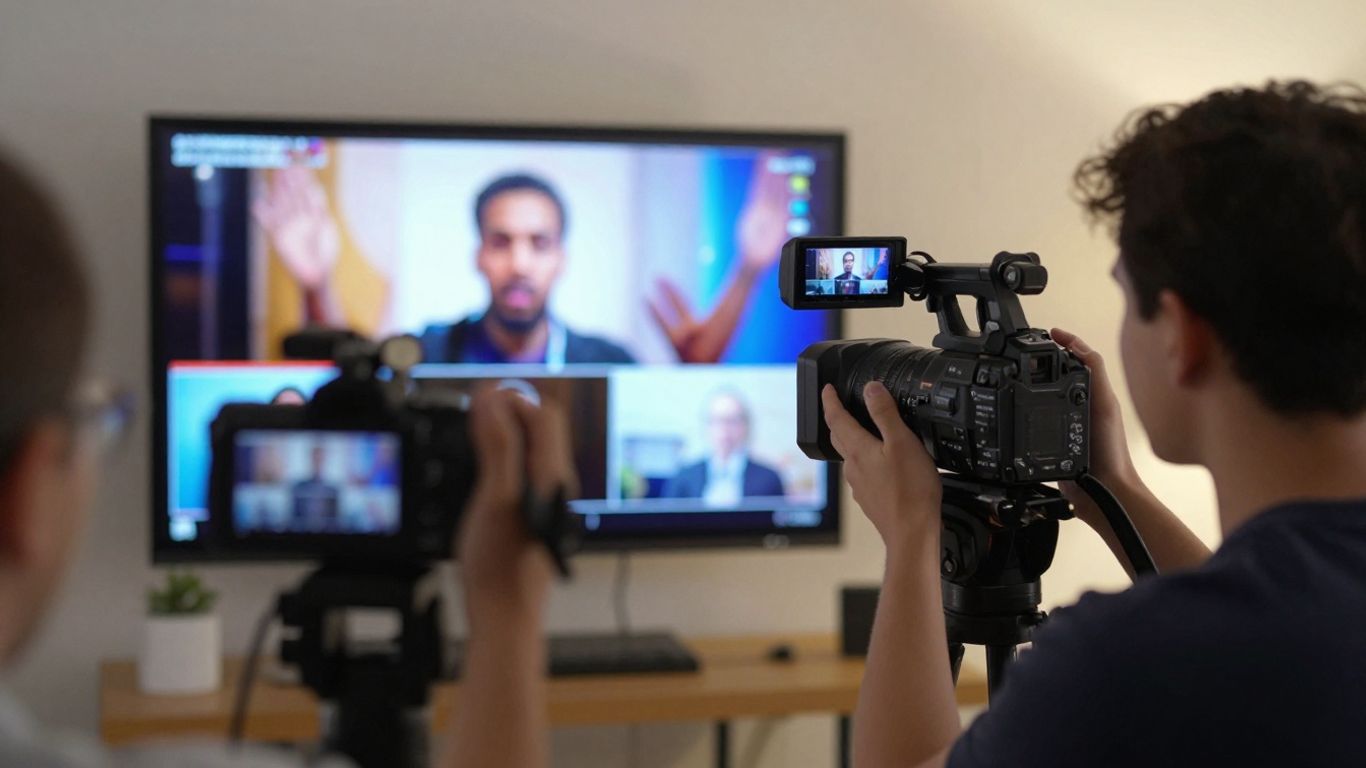 Video marketing driving business results with cameras and screens.