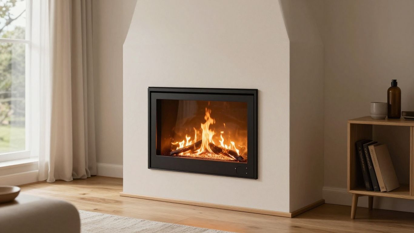 Compact bioethanol fireplace in a calm living room
