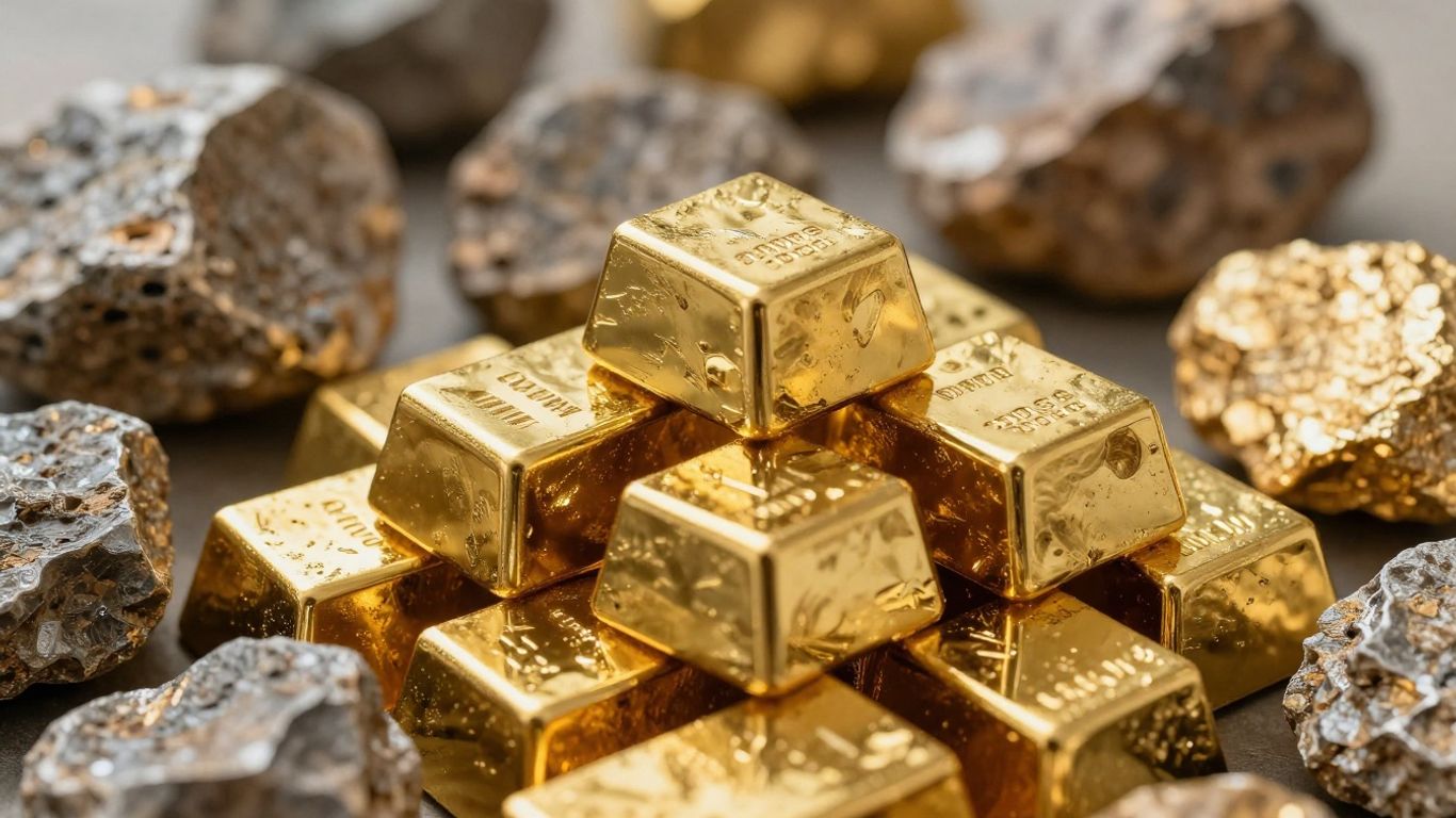 Lingots d'or et roches de terres rares