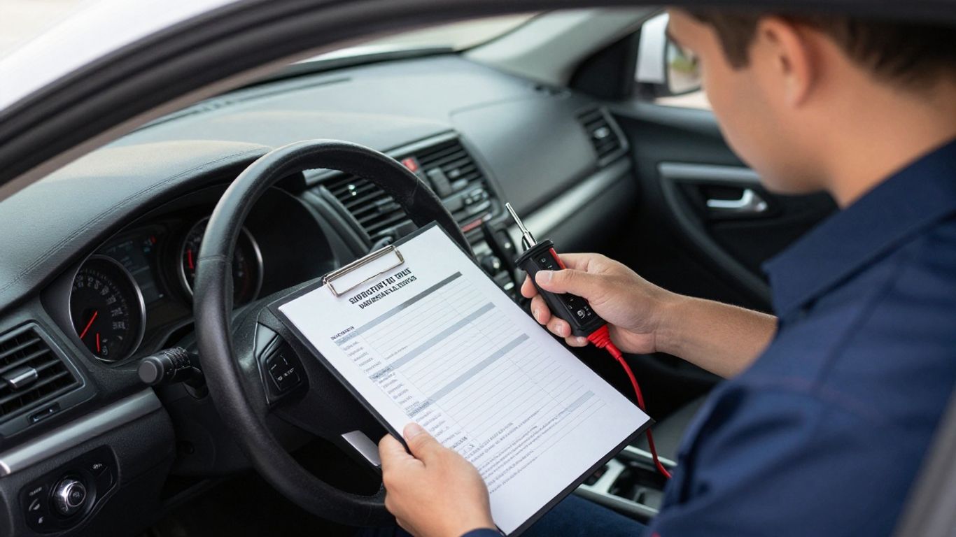 Locksmith checking vehicle lock credentials