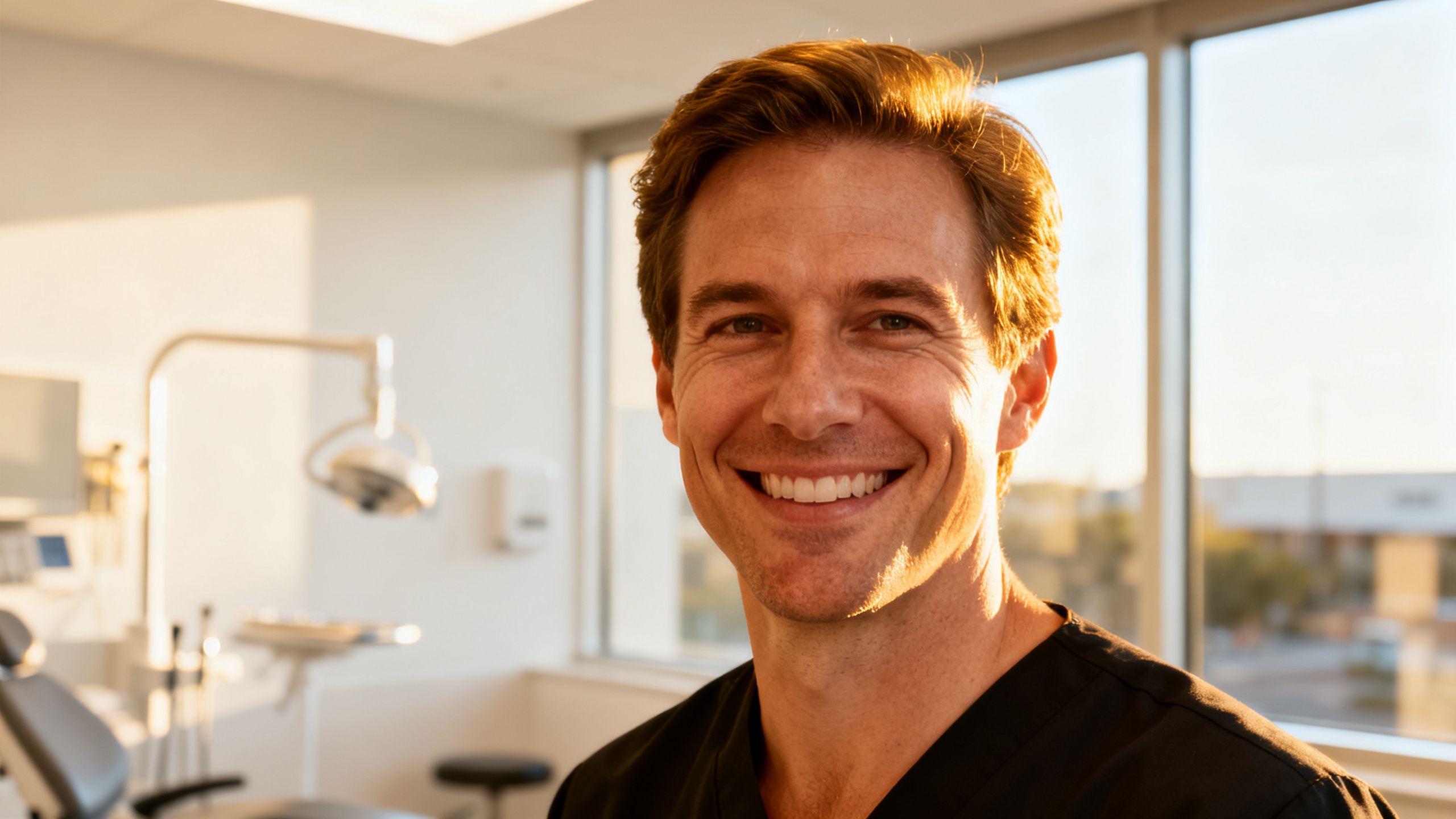 Dr. Manuel Vogt smiling in a bright Texas DPC clinic