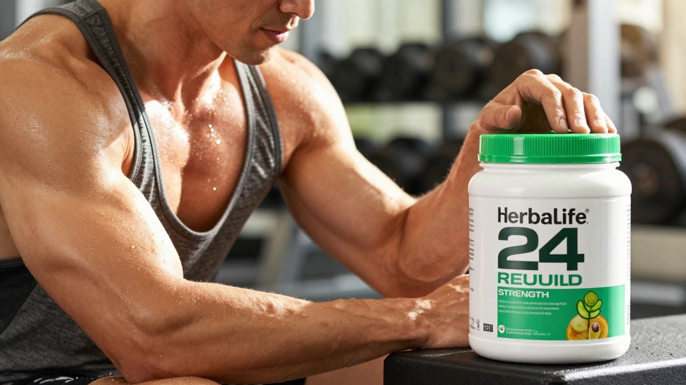 Athlete drinking Herbalife 24 Rebuild Strength after workout.