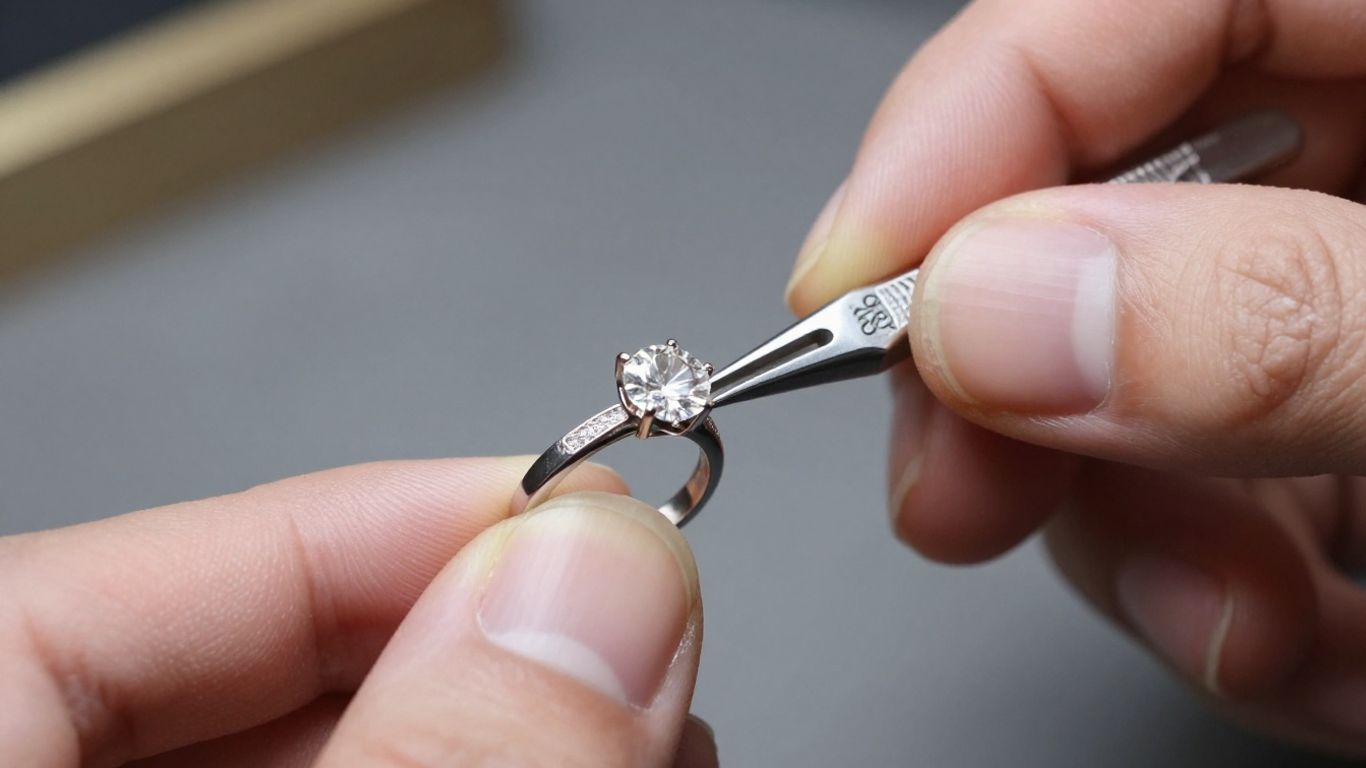 Jeweler crafting a custom diamond ring with tools.