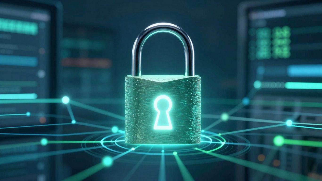 Digital padlock securing a computer network.