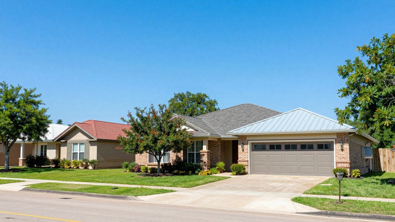 Central Texas homes with different roofing materials.