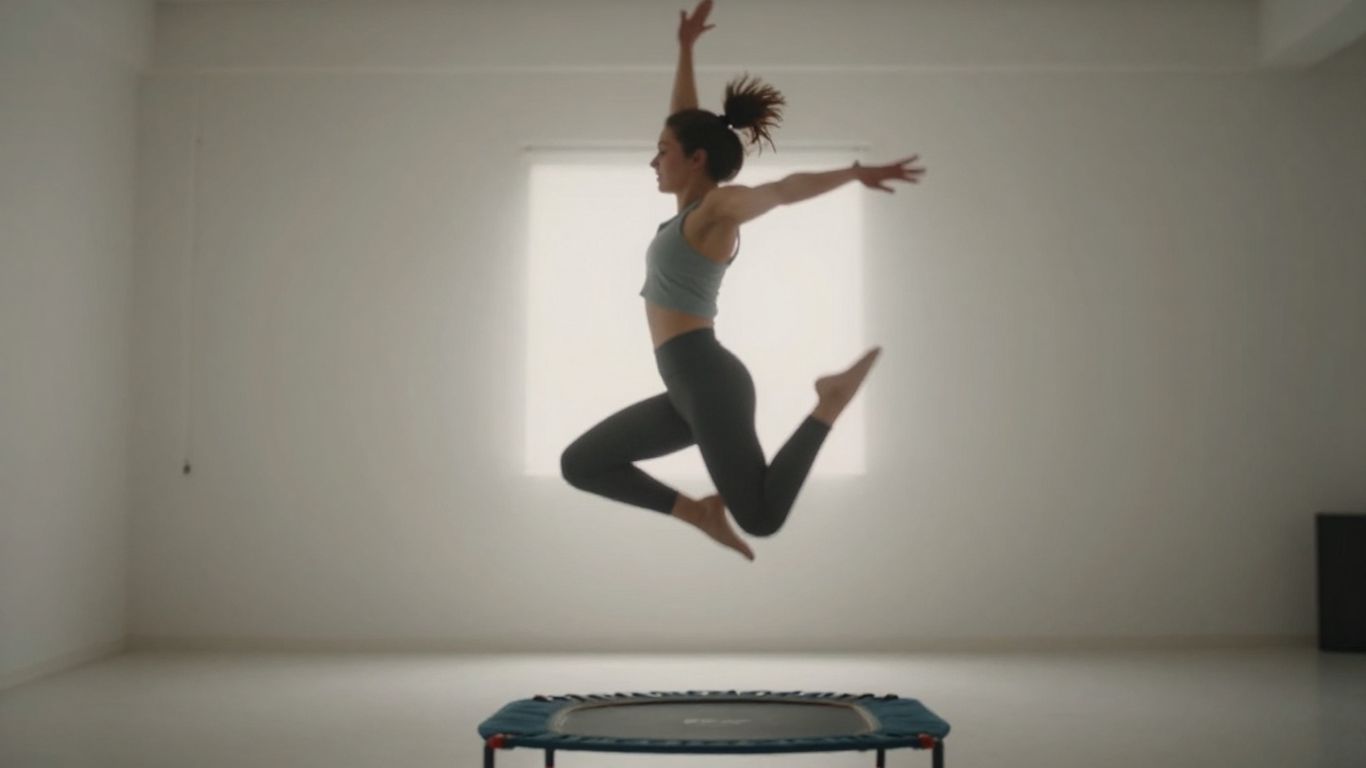 Person jumping on a mini-trampoline for lymphatic drainage.