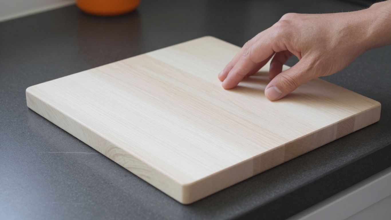 Maple cutting board inspected on kitchen counter