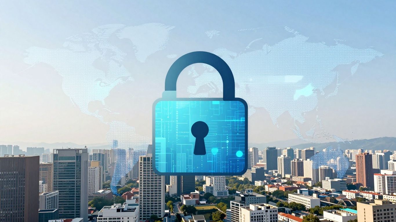 Robinhood logo with city and security icons.