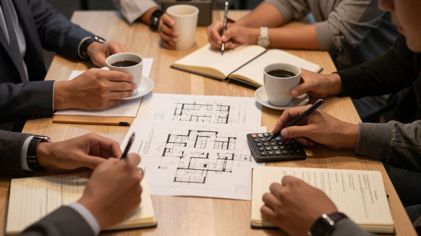 Réunion de travail autour d’un projet de restaurant