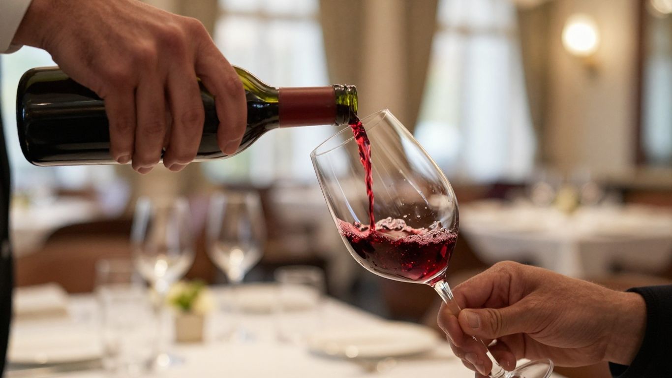 Sommelier pouring wine in the restaurant