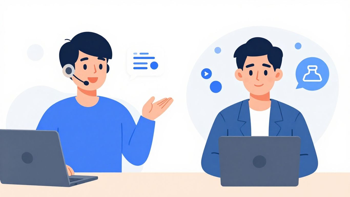 Support agent helping customer versus self-service options
