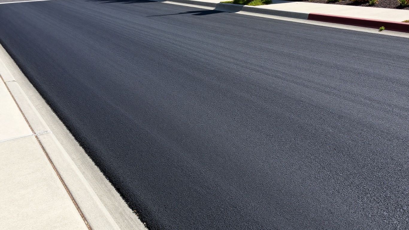 Newly sealed driveway after winter maintenance.