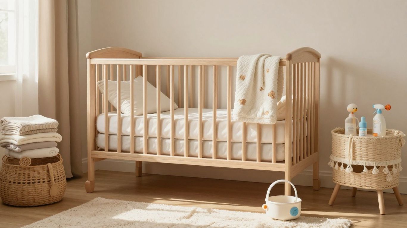 Nursery with crib and baby items