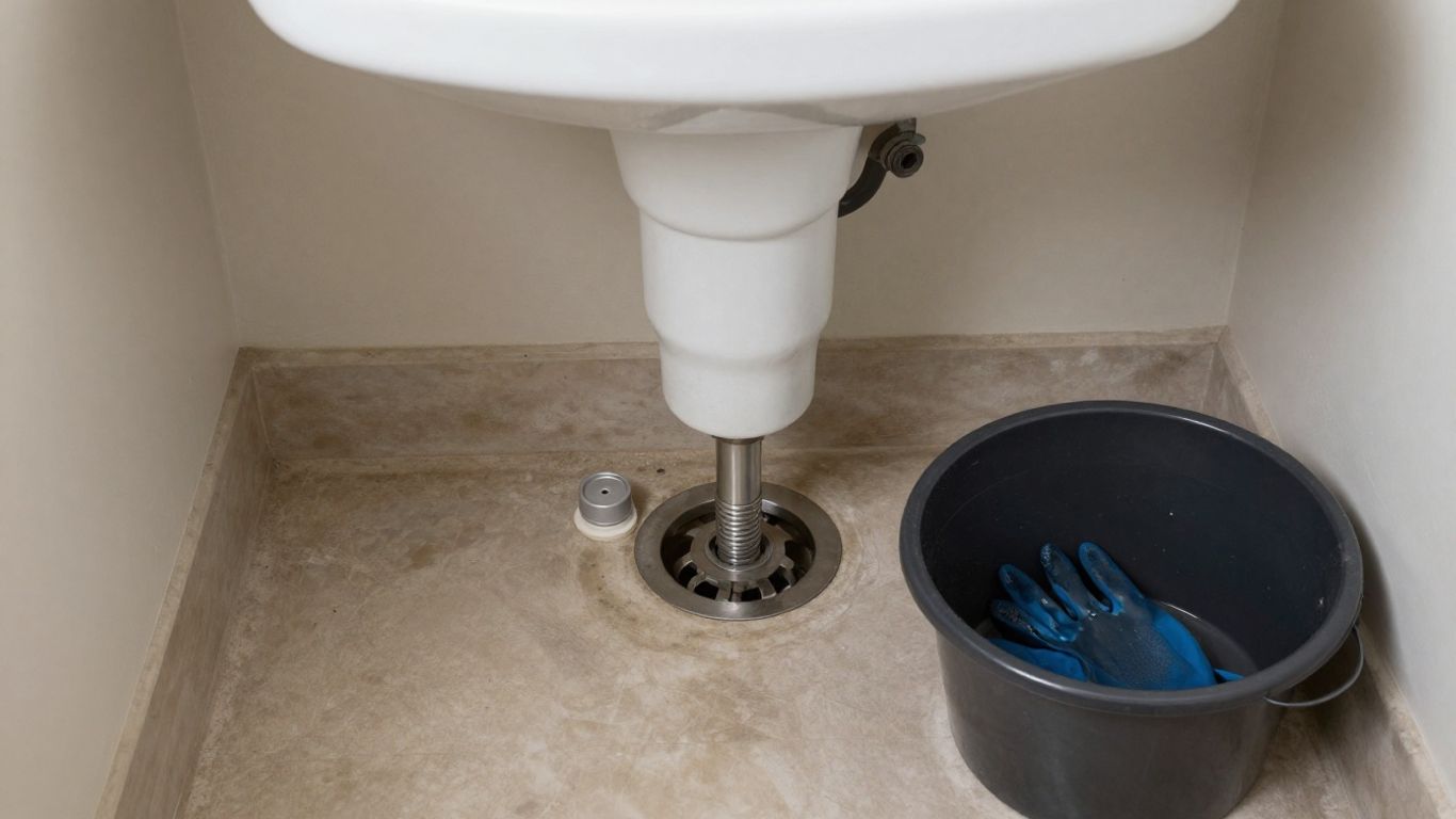 Drain inspection near household plumbing