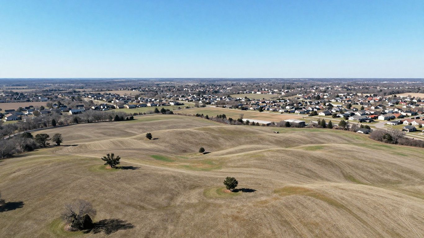 Aerial photo of Kansas City land and countryside