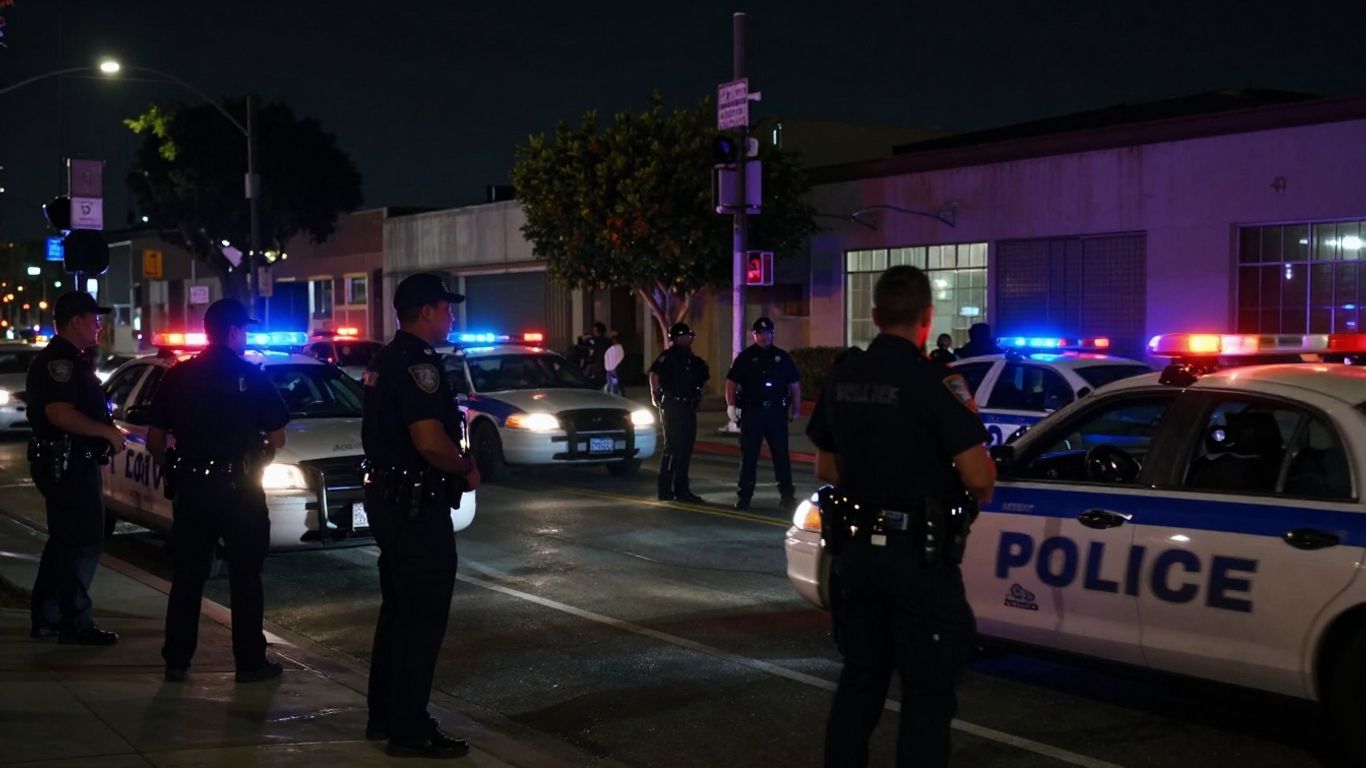 Police cars responding to a shooting in Los Angeles.