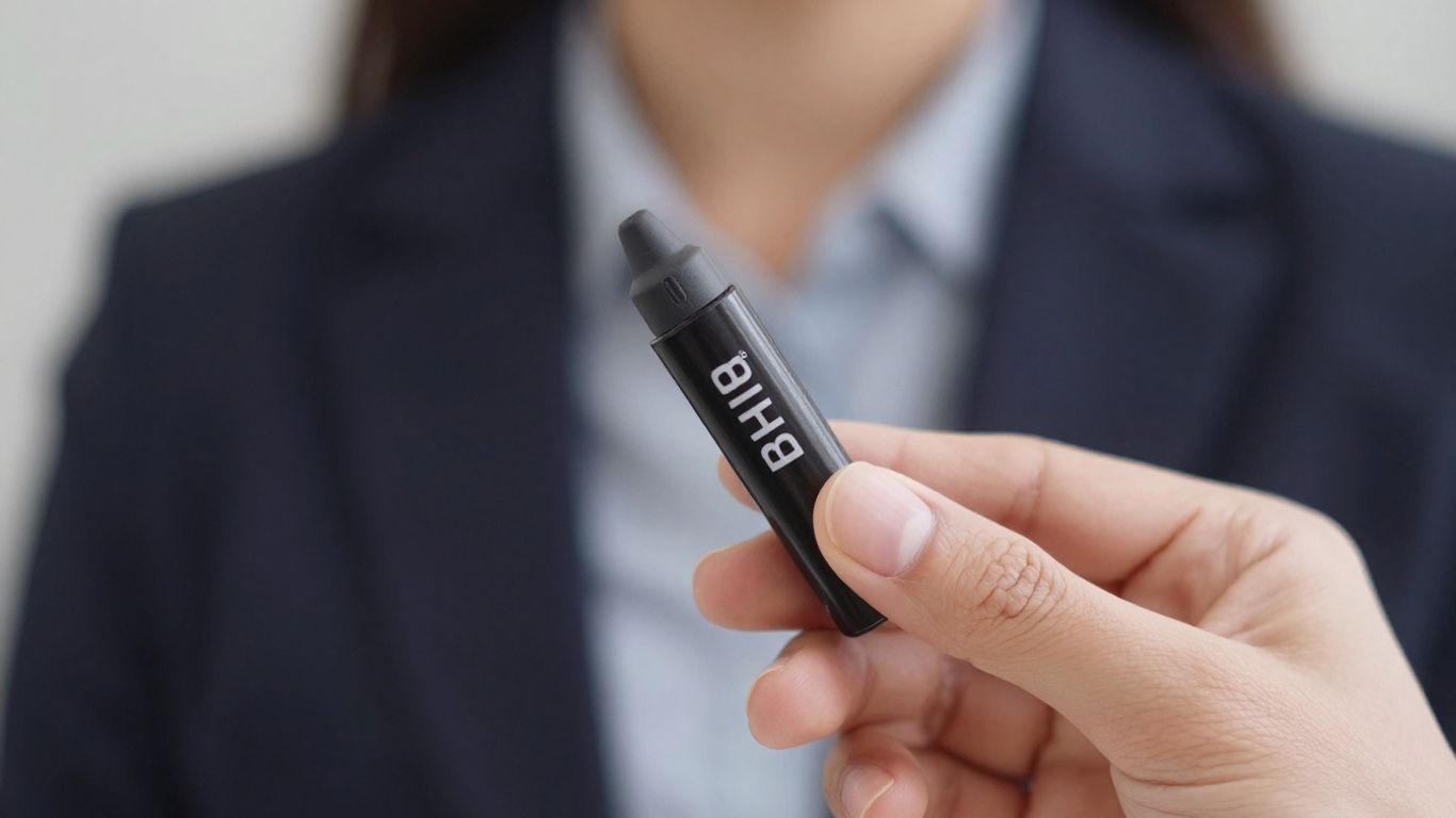 Persona sosteniendo un producto bHIP en un entorno profesional.