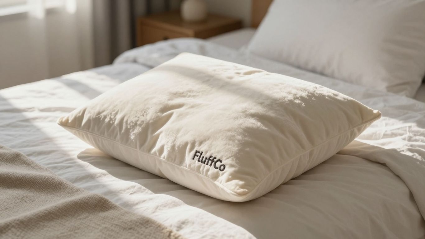 FluffCo pillow on a bed
